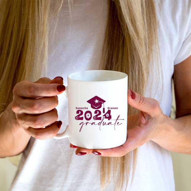 Personlig examenklass 2024 vinröd kaffemugg (Skapare uppladdad)