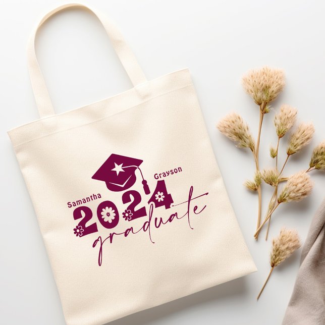 Personlig examenklass 2024 vinröd tygkasse (Skapare uppladdad)