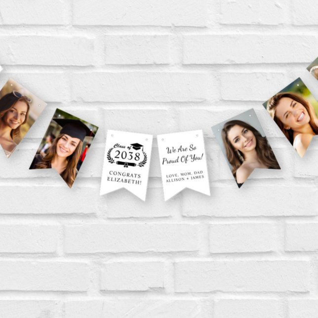 Personlig examensfestfoto vimplar (Personalized Graduation Party Photo Bunting Flags)