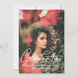 Personlig examensfoto-mall i rosa inbjudningar