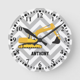 Personlig Excavator Construction Lastbil Mönster Rund Klocka