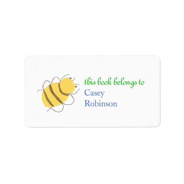 Personlig exlibris för lilla bin adressetikett (Framsidan)