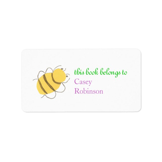 Personlig exlibris för lilla bin adressetikett (Framsidan)