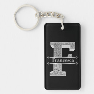 Personlig F Inledande Silver Monogram Ditt namn
