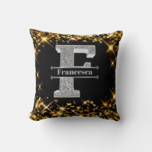 Personlig F Inledande Silver Monogram Ditt namn