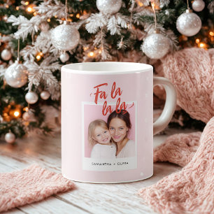 Personlig Fa La La La Rosa Jul Foto Kaffemugg