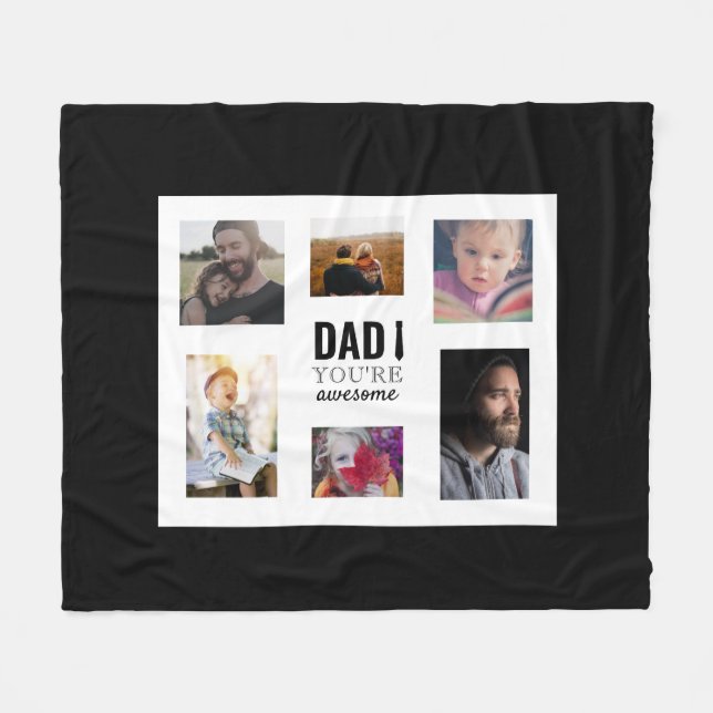 Personlig fader-collage för fars dag  fleecefilt (Framsidan (Horisontell))
