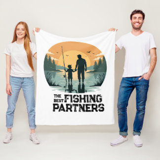 Personlig Fader och Son Fiskegåva Fleecefilt