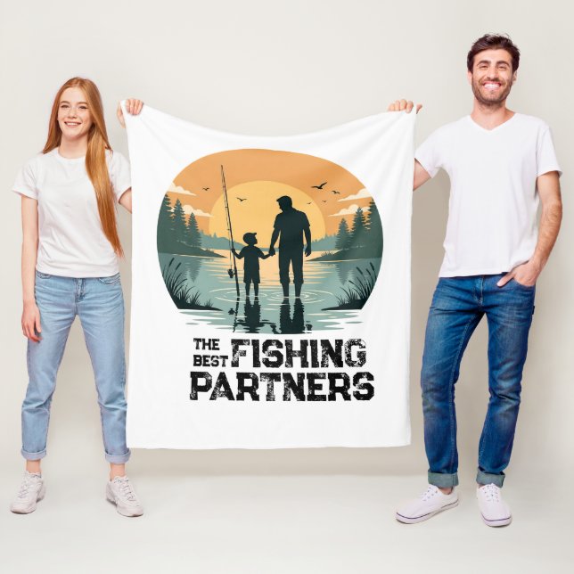 Personlig Fader och Son Fiskegåva Fleecefilt (På plats)