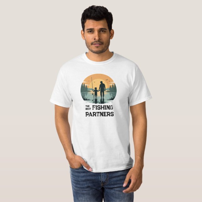 Personlig fader och son fiskegåva t shirt (Hel framsida)