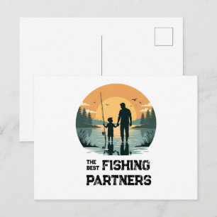 Personlig fader och son fiskegåva vykort
