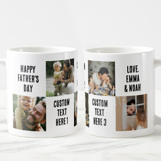 Personlig faderpresent med 5 foton och 5 texter kaffemugg