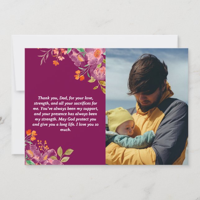 Personlig fadersdags-kort med foto julkort (Framsida)