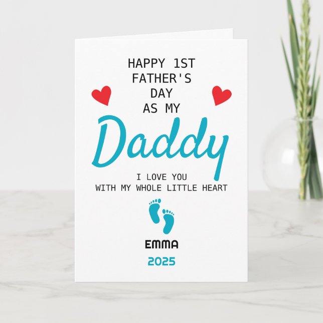 Personlig fadersdagsgåva från bebis till pappa kort (Framsida)