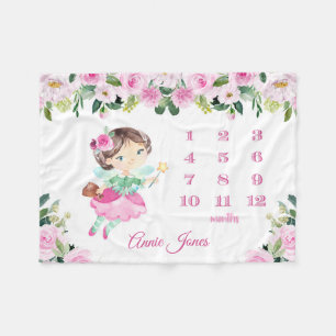 Personlig Fairy Baby Namn Blanket Milestone Fleecefilt