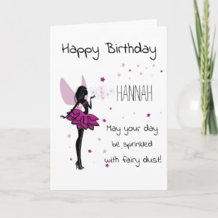 Personlig Fairy Birday Card - Rosa Kort