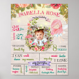 Personlig Fairy First Birthday Poster