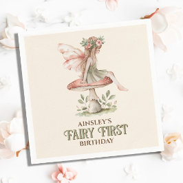 Personlig Fairy First Rosa 1st Birthday Party Pappersservett