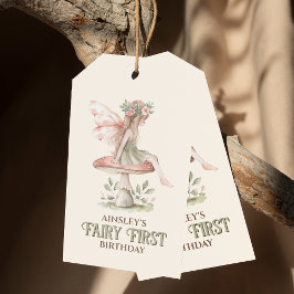 Personlig Fairy First Rosa 1st Birthday Party Presentetikett