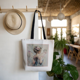 Personlig Fairy Flower Girl Tote Personligt bröllp Tygkasse