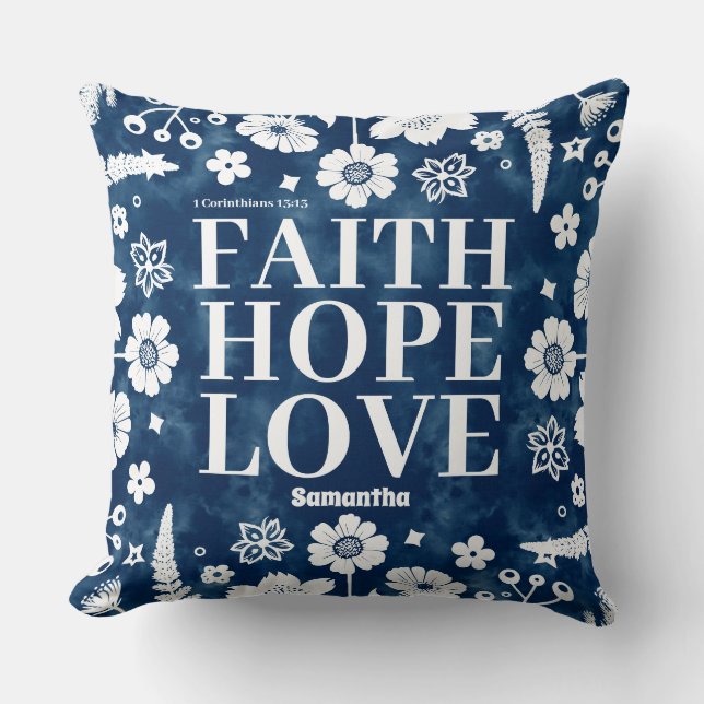 Personlig Faith, Hope, Kärlek Christian Kudde (Framsida)