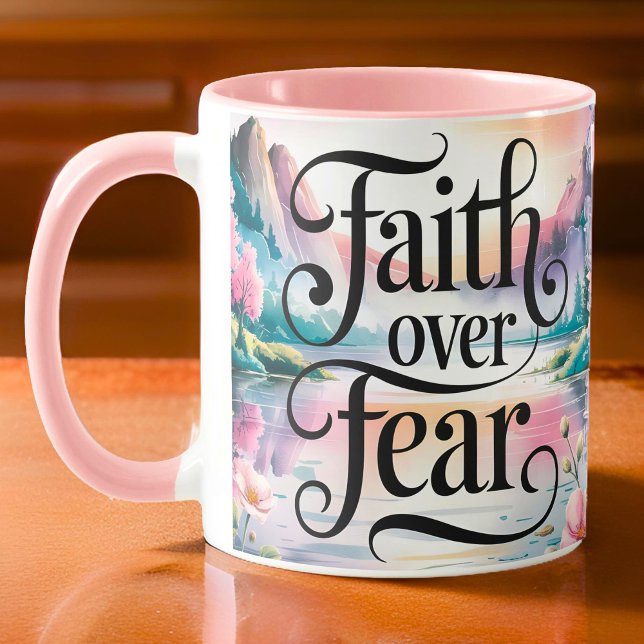 Personlig Faith over Fear Christian Women Mugg (Skapare uppladdad)
