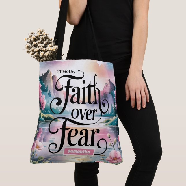Personlig Faith over Fear Christian Women Tygkasse (Närbild)