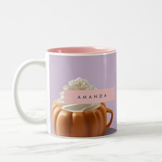 Personlig Fall Autumn Pumpkin Whisted Cream Två-Tonad Mugg (Vänster)