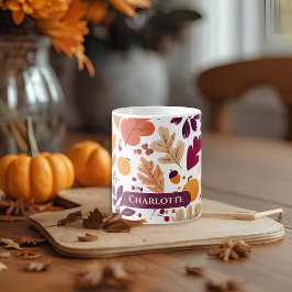 Personlig Fall - Höst löv & Acorns Nam Kaffemugg