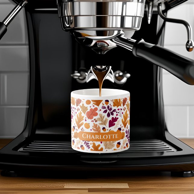Personlig Fall - Höst löv och Namn Espressomugg (Skapare uppladdad)