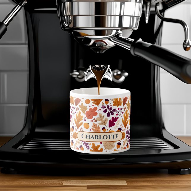 Personlig Fall - Höst löv och Namn Espressomugg (Skapare uppladdad)