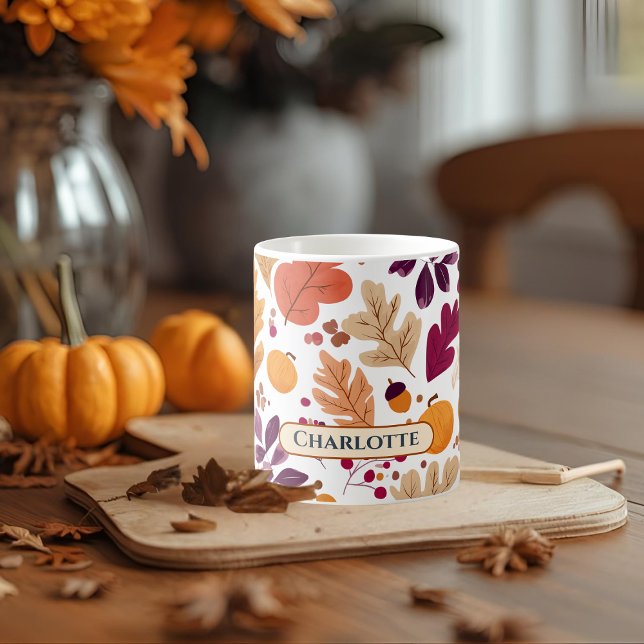 Personlig Fall Mugg - Höst löv & Acorns Nam (Skapare uppladdad)