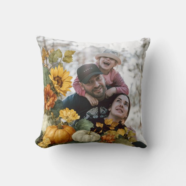 Personlig Fall Pumpkin Photo Design Kudde (Framsida)