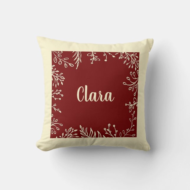 Personlig Fall Red Botanical Namn Kudde (Framsida)