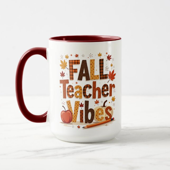 Personlig Fall Teacher Vibes Mugg (Vänster)