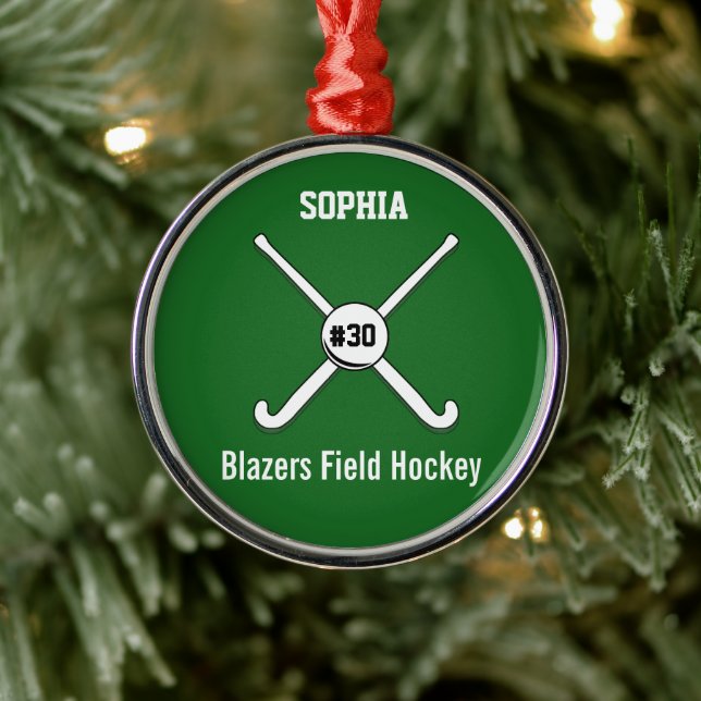 Personlig Fält Hockey Team Namn Jersey Number Julgransprydnad Metall (Träd)