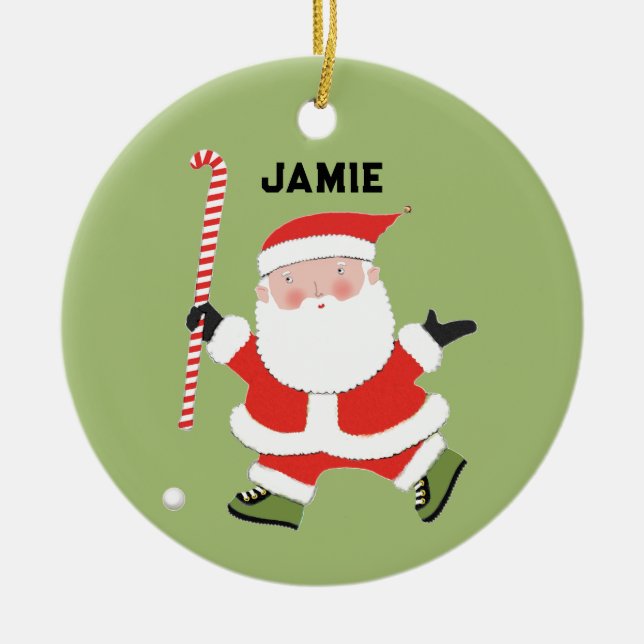 personlig fälthockeypresent julgransprydnad keramik (Framsidan)