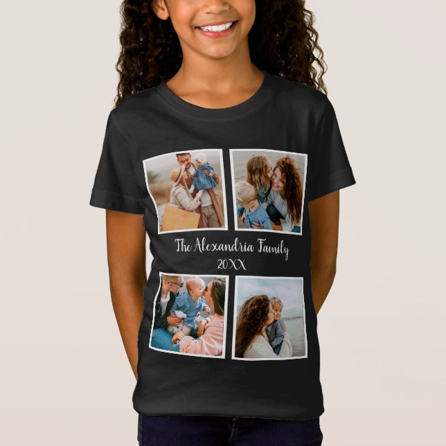 Personlig-familj 4, fotosamlingsmall t shirt (Framsida)