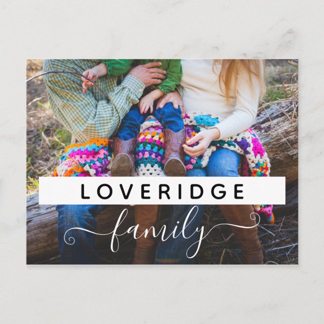 Personlig Familj Monogram Efternamn Anpassad Foto Vykort (Framsida)