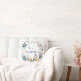 Personlig Familj Namn Blommigt Äggutandning i Påsk Kudde