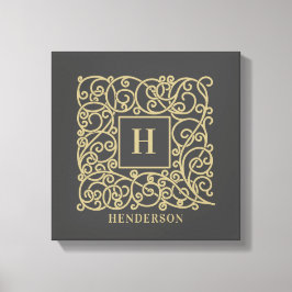 Personlig Familj Namn Guld Monogram Canvastryck