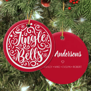 Personlig Familj Namn Jingle Klockor jul Julgransprydnad Keramik