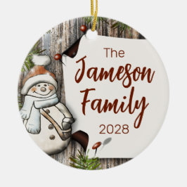 Personlig Familj Namn jul Snögubbe Julgransprydnad Keramik