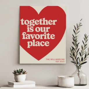 Personlig Familj Namn Kärlek Heart Red Modern Poster