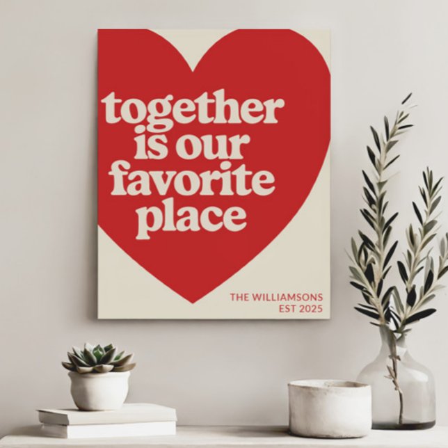 Personlig Familj Namn Kärlek Heart Red Modern Poster (Skapare uppladdad)