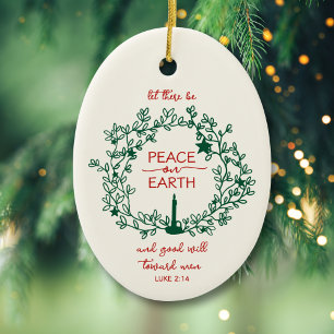 Personlig Familj Namn Peace on Earth Wandan Julgransprydnad Keramik