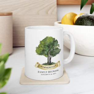 Personlig Familjeåterförening Träd Ribbon Namn Kaffemugg