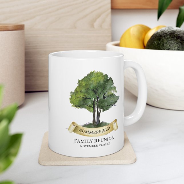 Personlig Familjeåterförening Träd Ribbon Namn Kaffemugg (Custom Family Reunion Cousins Crew Genealogy Tree White 11oz Coffee Mug)