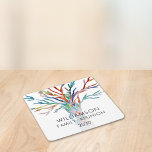 Personlig Familjeåterförening Underlägg Papper Kvadrat<br><div class="desc">Den här pappra underlägg för familjeåterförening har en färgstark mosaikfamilj träd. Anpassade enkelt med ditt namn och datum. Använda alternativet Anpassa ytterligare om du vill ändra texten storlekt,  stil eller färg. Original Mosaic © Michele Davies.</div>