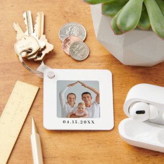 Personlig familjefoto bröllop pojkvän present nyckelring